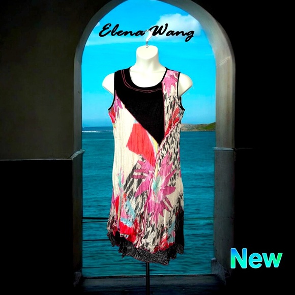Elena Wang, Colorful Sleeveless Dress, XL - Picture 1 of 11